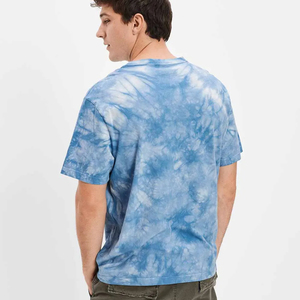 Camiseta de manga corta para hombre con logotipo personalizado de alta calidad, teñido anudado de celebridades de Internet con estampado de grafiti pintado a mano, algodón 100% - Product Image 5