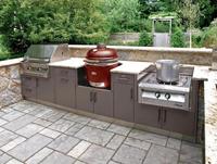 Vermont Luxe Moderne Modulaire Préfabriqué Intégré Portable BBQ Armoire de Cuisine Extérieure avec Grill et Réfrigérateur Sous Pergola