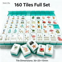 Jeu de Mahjong Vert Menthe - Tuiles de Mahjong de Plage pour les Vacances avec Coquille de Citron Vert et Art Palmier, Mahjong en Acrylique de Qualité, Cadeau pour Amis