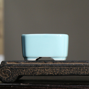 Ceramic Bonsai Pot <b>Square</b> White Crackle Glaze Antique Style Small <b>Planter</b> - Product Image 2