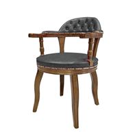 Chaise de salle à manger en bois de hêtre antique fauteuil de salle à manger en cuir ciré chaise de visiteur en cuir en bois chaise de bureau en frêne de conférence à dossier bas