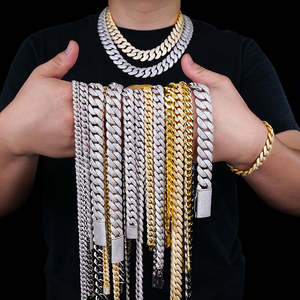 Collar Cubano de Lujo de 8-20mm con Diamantes VVS, Chapado en Oro, Plata 925, Corte Brillante, Certificado GRA, Estilo Hip Hop - Product Image 1