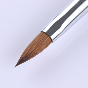 Pinceau à ongles en acrylique Kolinsky n°4, manche métallique, plat, pour sculpture et décoration de poudre acrylique - Product Image 4