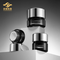 Ensemble de soins de la peau en verre noir fumé de luxe, flacon compte-gouttes vide pour tonique, lotion, sérum et pot à crème avec bouchon argenté, emballage