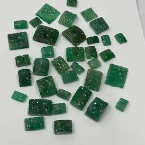 Pierres précieuses naturelles émeraude sculptée pièces en vrac pour bijoux et colliers Floral émeraude sculptures en gros - Product Image 3