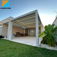 Pergola bioclimatique en aluminium de 20 pieds x 30 pieds avec lames orientables électriques, imperméable, résistante à la pluie, avec chauffage et écrans latéraux