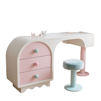 Nouvelle coiffeuse moderne en bois massif rose crème, assemblée, avec armoire de rangement intégrée pour chambre à coucher