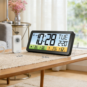 Nouvelle conception <span class=keywords><strong>de</strong></span> <span class=keywords><strong>thermomètre</strong></span> <span class=keywords><strong>de</strong></span> projection sans fil intelligent à grand écran LCD, remplaçant la station météo numérique intérieure/extérieure pour la maison - Product Image 6