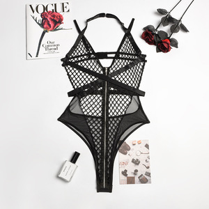 En gros Body femme sexy transparent en résille exotique à col licou, ensemble de lingerie une pièce - Product Image 6