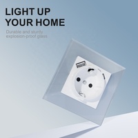 Prise allemande de vente chaude avec doubles ports de charge USB Type A + C prise murale à panneau de verre coloré de haute qualité