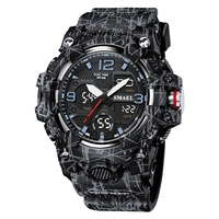 SMAEL 8008MC Camouflage 50 Bar Résistant à l'eau Sport Chronographe Alarme Chronomètre Affichage LED Analogique Numérique Quartz Japonais CHARM
