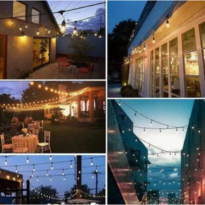 VINTAGE E27 presa di lusso metallo impermeabile decorativo giardino luce 10 luci 1 W colore nero per uso interno ed esterno - Product Image 2