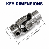 Joint universel de direction 3/4" (16,01 mm) à double alésage en D, roulement croisé à aiguilles en acier 40Cr, longueur 83 mm