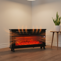 Cheminée électrique autoportante 2000W en métal avec effet de flamme LED 3D, thermostat réglable et protection contre la surchauffe pour la maison