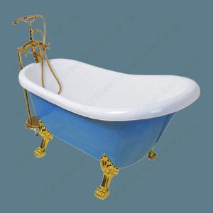 Baignoire japonaise sur sol en béton, couleur bleue, nouvelle collection - Product Image 4