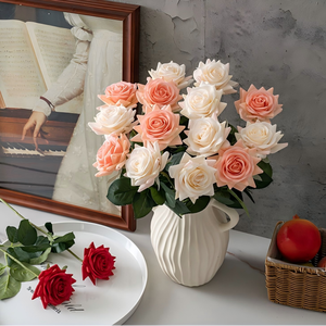 Nhà Máy Giá Màu Sắc Khác Nhau 42Cm Duy Nhất Faux Rose Thực Tế Cảm Thấy Ẩm Nhân Tạo Hoa Cho Đám Cưới Nhà Tổ Chức Sự Kiện Trang Trí - Product Image 1