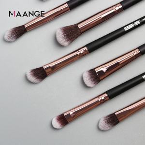MAANGE 13 pinceaux de maquillage noirs, pinceau fard à paupières fond de teint blush, nouveau design artistique, ensemble de pinceaux cosmétiques pour les yeux en or rose - Product Image 4