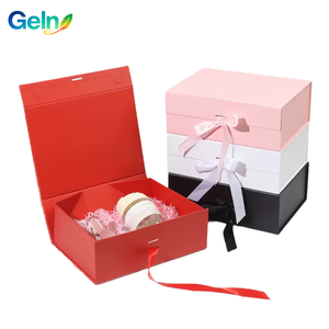 Hot Sang Trọng Từ Hộp Quà Tặng Bao Bì Ribbon Xử Lý Gấp Biểu Tượng Tùy Chỉnh Cứng Cứng Các Tông Giấy Màu Đen Màu Hồng Quần Áo Chèn - Product Image 6
