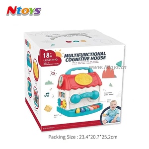 Jeu d'éveil multifonctionnel Montessori pour bébé : <span class=keywords><strong>Maison</strong></span> musicale lumineuse en plastique coloré pour l'éducation précoce et la cognition - Product Image 2