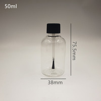 Flacon en plastique transparent ambré pour colle, vernis à ongles, retouche, avec bouchon à brosse, 5 ml, 10 ml, 15 ml, 20 ml, 25 ml, 30 ml, 50 ml