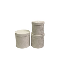 Vente en gros de boîtes à chapeaux cylindriques de luxe pour toujours avec couvercle boîte à fleurs portable en velours rose grand cercle rond ensemble de trois pièces