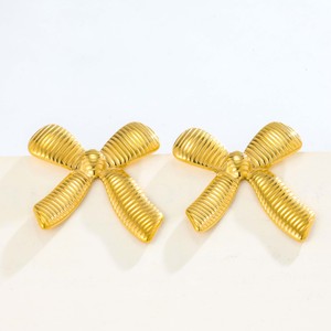 1 par de pendientes de aro con diseño de mariposa de acero inoxidable, diseño de mariposa en 3D, elegantes y versátiles, para boda - Product Image 5