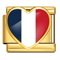 Bracelet Souvenir Patriotique en Acier Inoxydable 9mm, Breloques Italiennes en Forme de Cœur, Drapeaux Nationaux du Monde, Émail Europe USA, Vente en Gros