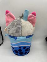 Porte-clés en peluche chat thé boba Kawaii, chat mignon dans une tasse, animal en peluche doux et moelleux, mini breloque de sac, cadeau personnalisé, usine OEM ODM