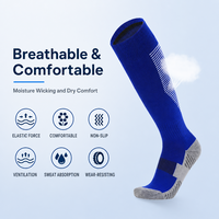 Chaussettes de football antidérapantes en coton de haute qualité pour hommes, avec double bande et fond en tissu éponge, vente en gros