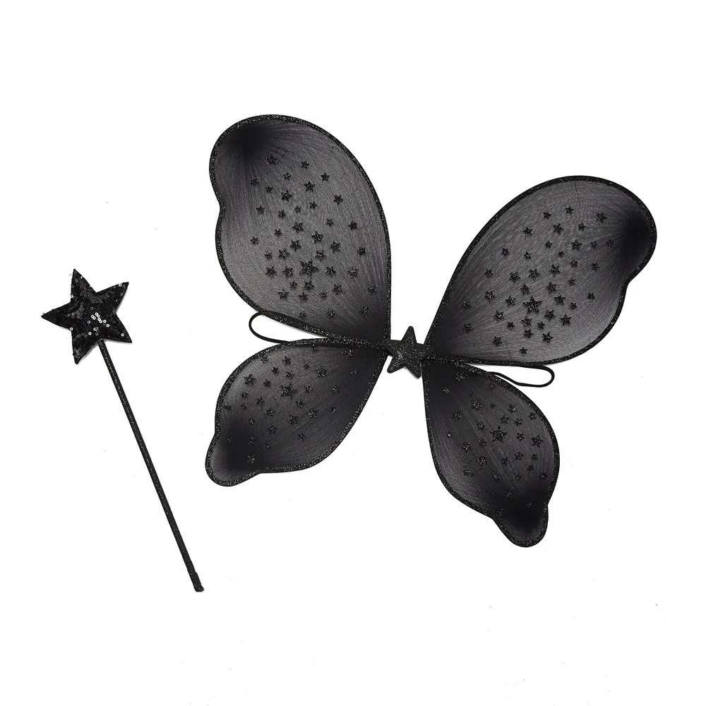 Eleganti accessori da principessa con ali di farfalla in garza nera + elegante set da ragazza per feste