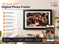 Cadre photo numérique WiFi intelligent Frameo App, 10 pouces, boîtier en bois, partage instantané, affichage surprise pour anniversaire
