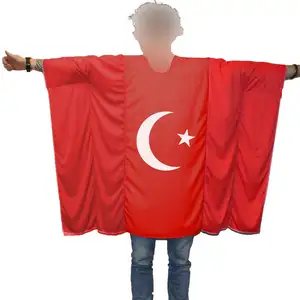 Nuoxin Sport Fan Célébration National Pays Corps Drapeaux Pour La Promotion Personnalisé 90*150cm Durable Polyester Turquie Corps Châle Drapeau