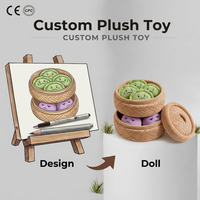 Peluches personnalisées OEM en gros, ensemble de peluches mignonnes en forme de nourriture (dumplings) avec cuiseur vapeur, jouets en peluche alimentaires rembourrés, jouet promotionnel pour enfants, mascotte en polyester