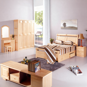 Muebles de Dormitorio de Madera Maciza para Apartamento, <span class=keywords><strong>Hostal</strong></span>, Hotel, Juego de Dormitorio para el Hogar, Cama King Size, Mesa de Noche, Armario, Certificado CE - Product Image 2
