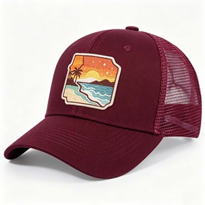 Gorra Trucker de 5 Paneles con Visera Curva, Bordado 3D Personalizado con Foto, Verde y Azul, Malla de Terciopelo, Estilo Hip Hop para Uso Casual en la Playa - Product Image 1