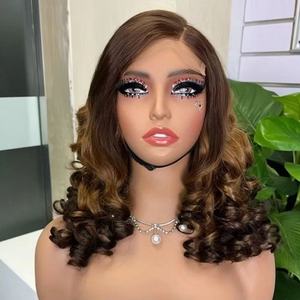 Perruque Letsfly 300% densité Super Double Drawn 18 pouces, ondulations lâches rebondissantes, fermeture en dentelle 5x5 sans colle, cheveux humains brésiliens bruts - Product Image 1