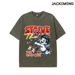 T-shirt Oversize Lavata Stile Streetwear Retrò Strive Cupid - Maglietta Hip Hop a Maniche Corte - Disponibile all'Ingrosso dal Magazzino Locale USA - Product Image 4
