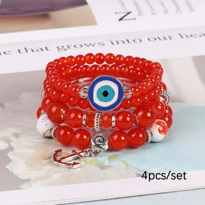 <span class=keywords><strong>4</strong></span> ensembles de bracelets de perles bohèmes à la mode avec pendentif ancre en forme d'œil - Product Image 3