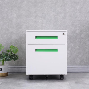 Panneau de piédestal mobile en acier coin arrondi classeur à 3 tiroirs rangement moderne pour bureau à domicile avec roues - Product Image 1