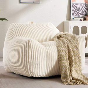 Sample Available Living Room Indoor <b>Bean</b> <b>Bag</b> Sofas White Faux Fur Fluffy <b>Bean</b> <b>Bag</b> Chair with Armrest - Product Image 1