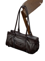 Sac de moto tendance ABG Spicy Girl en cuir véritable avec rivets, doublure en toile, fermeture éclair, bandoulière unique et surpiqûres