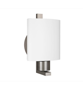 Luxury Style White Color Glass Material Lampshade Single <b>Light</b> <b>Wall</b> <b>Sconce</b> with Brushed Nickel Iron Base for Hotel - Product Image 1