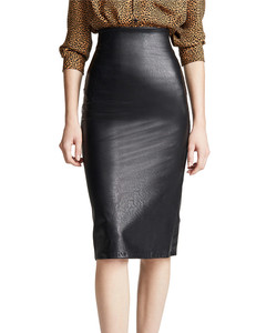 Gonna longuette da donna in pelle PU nera elegante da donna 2022 personalizzata - Product Image 1