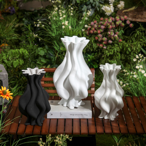 Orchidea astratta a buon mercato irregolare bianco nero 3D <span class=keywords><strong>vasi</strong></span> in <span class=keywords><strong>ceramica</strong></span> stampati - Product Image 2