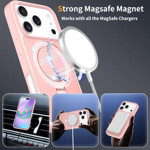 Nouvelle Coque de Téléphone Rose Givrée avec Anneau Magnétique et Support Antichoc pour iPhone 17 Pro Max - Product Image 4