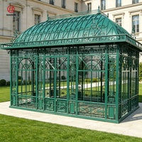 Serre en fer forgé victorien avec verrière, orangerie de jardin, gazebo décoratif en métal pour villa, jardin et mariage