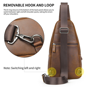 Bán Buôn Da Chính Hãng Điên Ngựa Ngực Sling Túi Vai Duy Nhất Chéo Cơ Thể Ba Lô Với Tai Nghe Lỗ Cho Nam Giới - Product Image 4