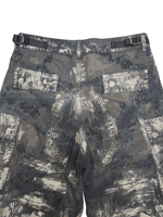 Celana Pendek Kargo 3/4 Panjang Model Street Style Faka Two Camo Print Patch Pocket Distressed Holes Raw Hem 100% Katun Anti-UV Ramah Lingkungan