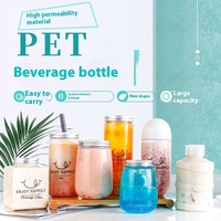 Bouteille de boisson portable transparente en plastique de 500 ml, carrée, jetable, avec couvercle sérigraphié pour soda, lait, thé, café froid, jus