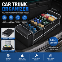 Organisateur de coffre de voiture pliable robuste, boîte de rangement imperméable et durable avec crochets métalliques pour outils, équipement, stockage de marchandises automobiles